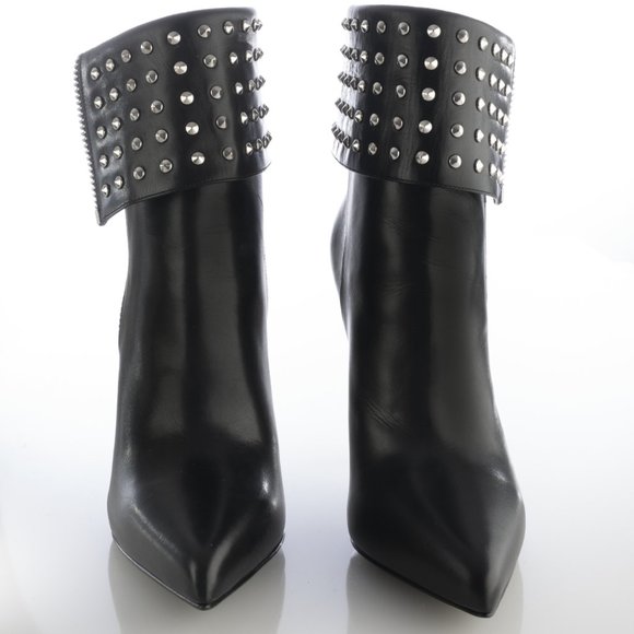 NIB YSL SAINT LAURENT Paris Fold Over Studded Leather Booties - Picture 3 of 11